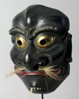 Very Rare Japanese Folk Noh Mask depicting Demon character T90 3
