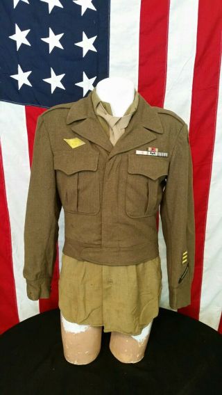 Wwii 104th Infantry Division Us Army Ike Jacket,  Shirt,  Tie Dated 1944 Size 38r