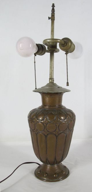 Antique C 1910 - 15 Arts & Crafts Hammered Copper Lamp Attrb Lillian Palmer Yqz