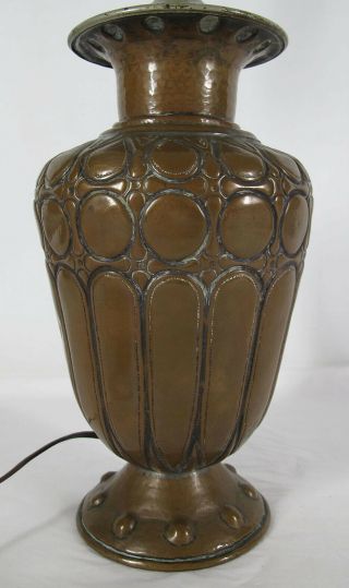 Antique c 1910 - 15 Arts & Crafts Hammered Copper Lamp Attrb Lillian Palmer yqz 3