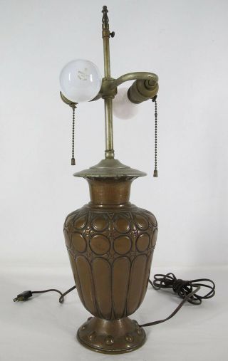 Antique c 1910 - 15 Arts & Crafts Hammered Copper Lamp Attrb Lillian Palmer yqz 4