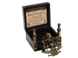 J.  Scott Antique Brass Ship Sextant With Two Extra Telescope in Hardwood Box 6