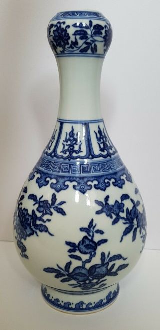 Outstanding Large Antique Chinese Porcelain Blue & White Vase Yongzheng Marks