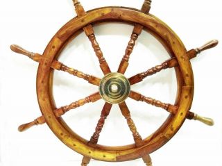 Vintage Ship Wheel 36 " Wooden Decorative Boat Ships Captains Wall Hanging Decor