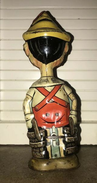 1930 ' S MARX WALT DISNEY PINOCCHIO TIN WIND UP WALKER CHARACTER TOY 2