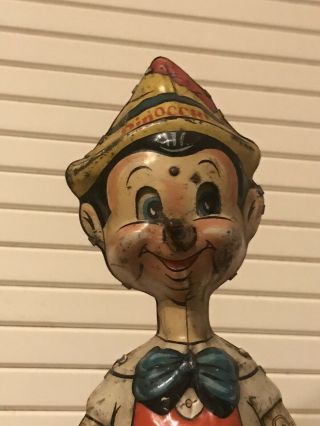 1930 ' S MARX WALT DISNEY PINOCCHIO TIN WIND UP WALKER CHARACTER TOY 6