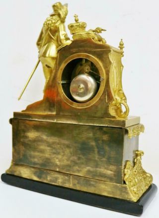 Antique French Empire 8 Day Bell Striking Bronze Ormolu Figurine Mantel Clock 10