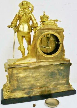Antique French Empire 8 Day Bell Striking Bronze Ormolu Figurine Mantel Clock 11