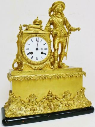 Antique French Empire 8 Day Bell Striking Bronze Ormolu Figurine Mantel Clock 2