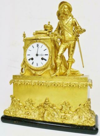 Antique French Empire 8 Day Bell Striking Bronze Ormolu Figurine Mantel Clock 3