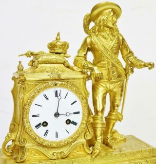 Antique French Empire 8 Day Bell Striking Bronze Ormolu Figurine Mantel Clock 4