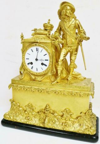 Antique French Empire 8 Day Bell Striking Bronze Ormolu Figurine Mantel Clock 6