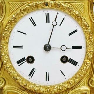 Antique French Empire 8 Day Bell Striking Bronze Ormolu Figurine Mantel Clock 9