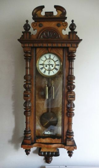 Antique Weight Driven Wall Clock Vienna Regulator By Kuehl Clock Co Germany 1910