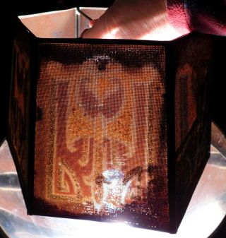 Antique Art Deco REMBRANDT Lamp Shade Screen Glass Beads Sand Stencil Airbrush 3