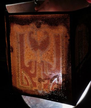 Antique Art Deco REMBRANDT Lamp Shade Screen Glass Beads Sand Stencil Airbrush 4
