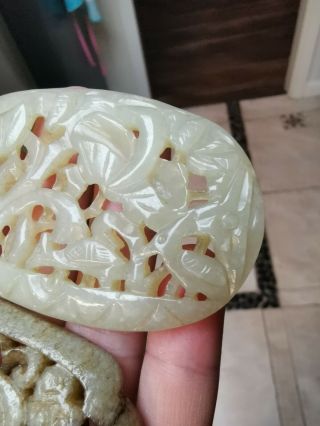 From Old Estate Antique Chinese Ming 2X Carved Jade Bird Pedents Asian China 6