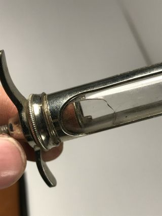 c.  1881 Antique Medical Glass Syringe in Leather Case w/ Needles 7