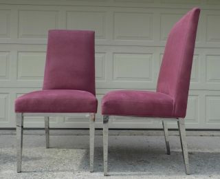 Set 4X Design Institute of America Chrome Leg Dining Chairs Milo Baughman style 2
