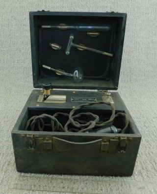 Fitzgerald Violet Ray Quack Machine w/ 3 Wands Antique Electro Shock Therapy 5