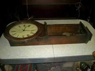 ANTIQUE CHELSEA 3 WEIGHT DRIVEN REGULATOR CLOCK 37 INCH OAK CASE PROJECT CLOCK 6