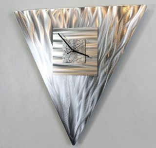 Statements2000 Metal Wall Clock Art Silver Modern Abstract Decor By Jon Allen