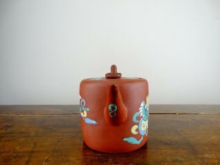 Antique Chinese Yixing Zisha Clay Pottery Teapot Enamel with Foo Dog Gourd Vase 4