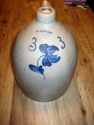 Antique Olean York Cobalt Blue Flower 3 Gallon Jug Ny