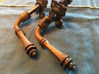 Antique Arts & Crafts Brass bronze Hand Hammered Lever door handles escutcheons 2