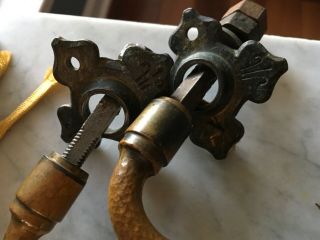 Antique Arts & Crafts Brass bronze Hand Hammered Lever door handles escutcheons 4