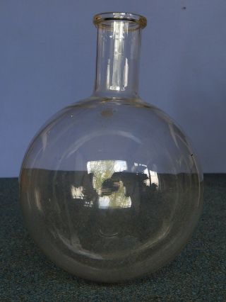 Vtg Round Pyrex Flask 5l 5000 Ml Glass Dated 1919 Science Lab Beaker Bottle