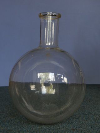 vtg round Pyrex flask 5L 5000 ml glass dated 1919 science lab beaker bottle 5