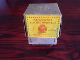 Vintage Meccano E06 Electric Motor 6v W/ Box And Accessories