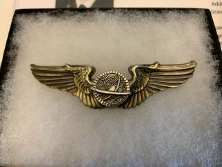 Wwii Us Sterling Silver Navigator Full Size Wing Military Badge Air Corps Usaaf