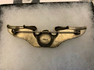 WWII US STERLING SILVER NAVIGATOR FULL SIZE WING MILITARY BADGE AIR CORPS USAAF 2