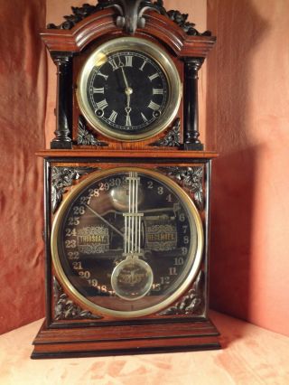 Fantastic Ithaca No 3 1/2 Parlor Calendar Clock 1st Model With Matching Shelf