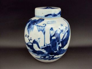 Rare Chinese Antiques Porcelain Oriental Blue White Tea Caddy & Wood Stand 11