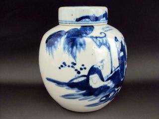 Rare Chinese Antiques Porcelain Oriental Blue White Tea Caddy & Wood Stand 12