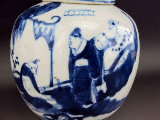 Rare Chinese Antiques Porcelain Oriental Blue White Tea Caddy & Wood Stand 7
