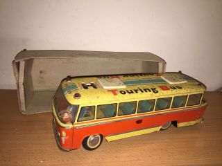 Vintage Battery Operated Tin Toy 12 " Touring Bus Made In China 469 Me 720