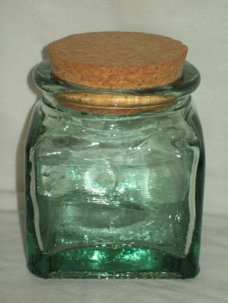 Antique Glass Apothecary Jar Candy Store Canister Green Tint With Air Bubbles