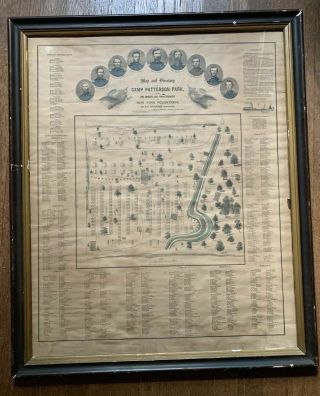 Rare Encampment Map Print Camp Patterson Baltimore 110th York Volunteer 1862