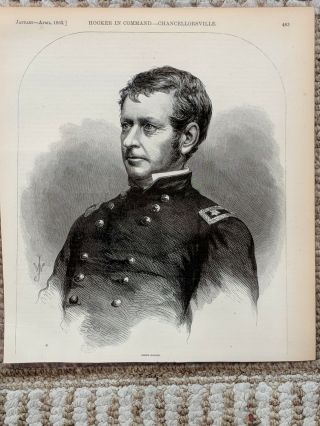 Civil War Joseph Hooker January - April 1863 Lithograph Dated 1868