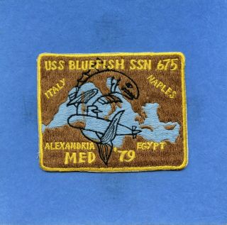 Submarine Uss Bluefish Ssn 675 Med Cruise 1979 Navy Jacket Patch