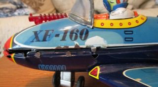 1950 ' S TN JAPAN BATTERY OPERATED XF - 160 U.  S.  A.  F.  MYSTERY ACTION TOY PLANE 11