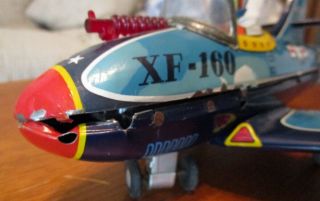 1950 ' S TN JAPAN BATTERY OPERATED XF - 160 U.  S.  A.  F.  MYSTERY ACTION TOY PLANE 12