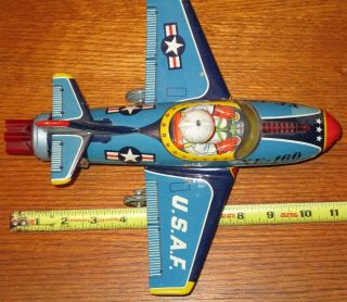 1950 ' S TN JAPAN BATTERY OPERATED XF - 160 U.  S.  A.  F.  MYSTERY ACTION TOY PLANE 3