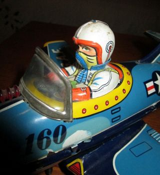 1950 ' S TN JAPAN BATTERY OPERATED XF - 160 U.  S.  A.  F.  MYSTERY ACTION TOY PLANE 5