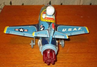 1950 ' S TN JAPAN BATTERY OPERATED XF - 160 U.  S.  A.  F.  MYSTERY ACTION TOY PLANE 6