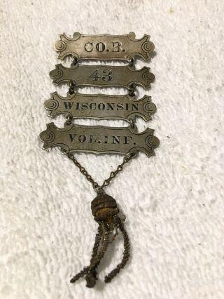 Civil War Ladder Badge Wisconson 43rd Co.  B Volunteer Inf